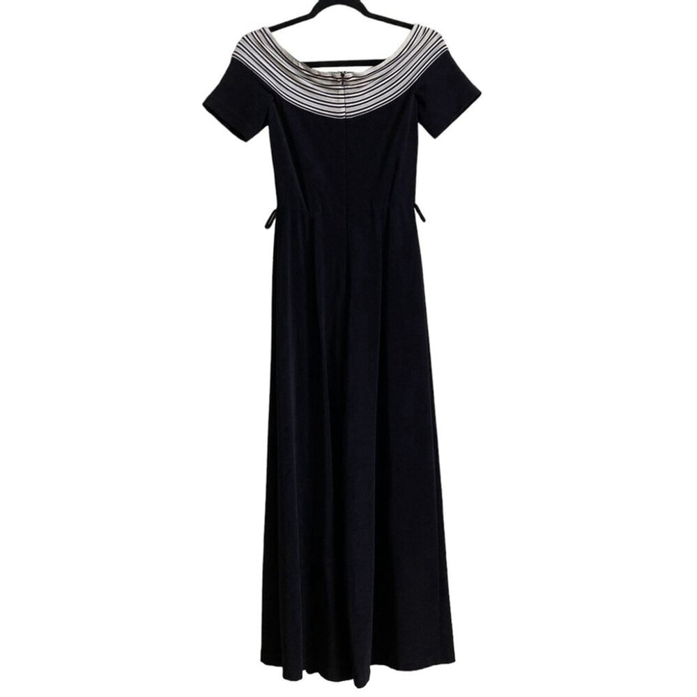 Vintage Joseph Ribkoff Sailor Chic Jumpsuit Black White Wide Leg Old Money Sz S - Picture 6 of 8